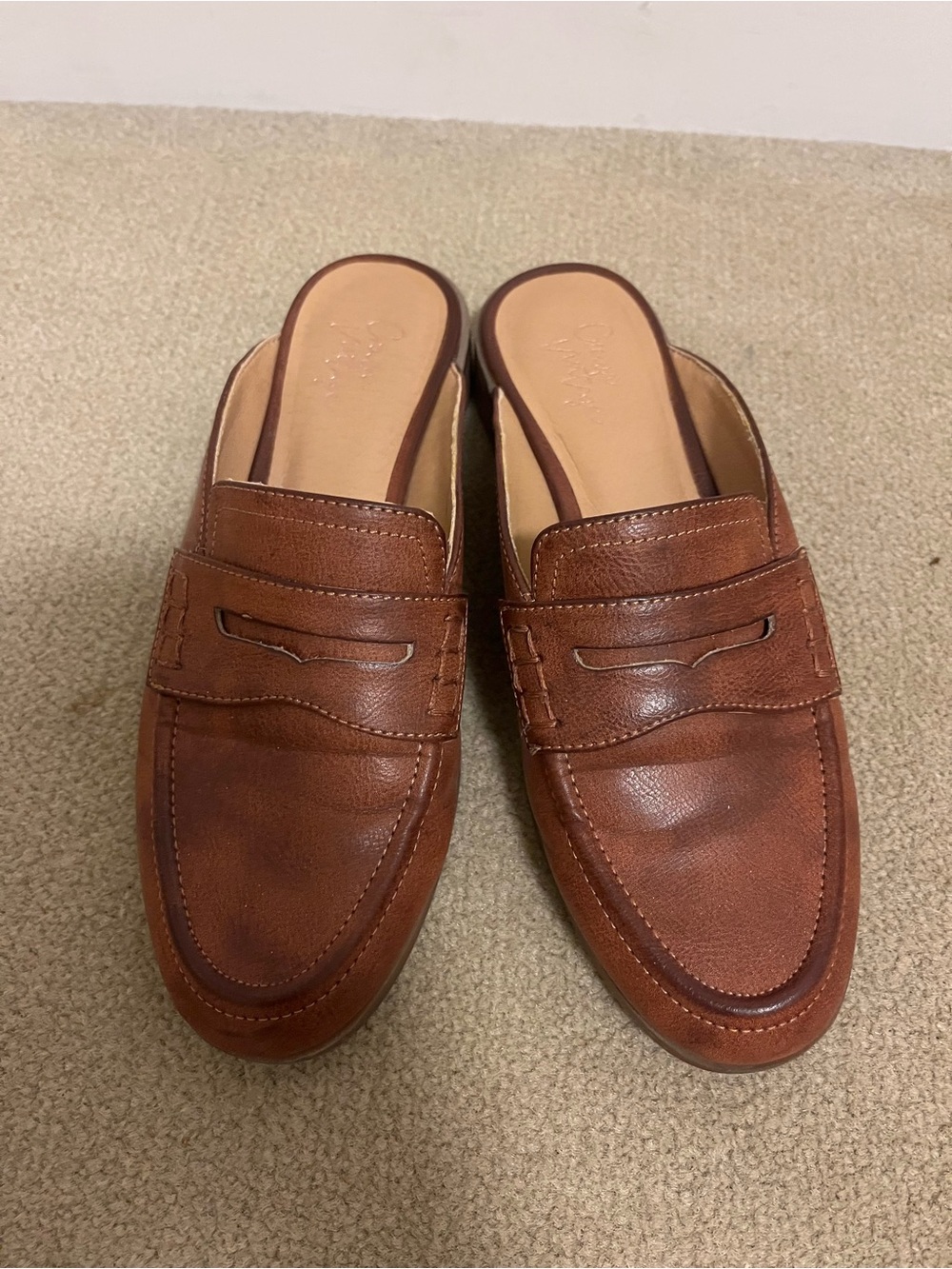 Men's Leather Slip-On Penny Loafers - Brown